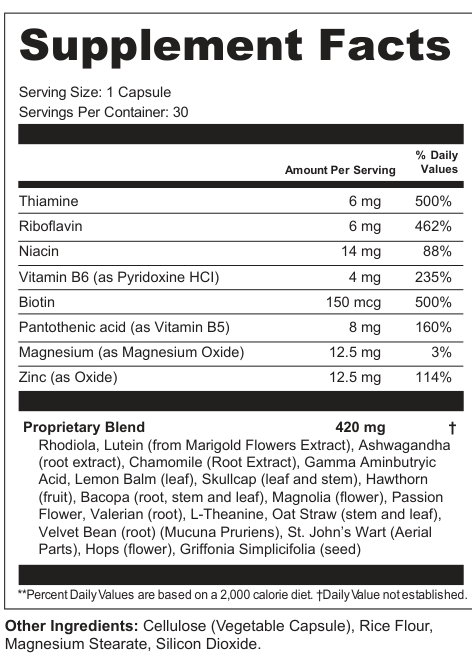 Supplement Facts for Lustrous Verge