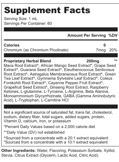 Supplement Facts for Chisel Tide