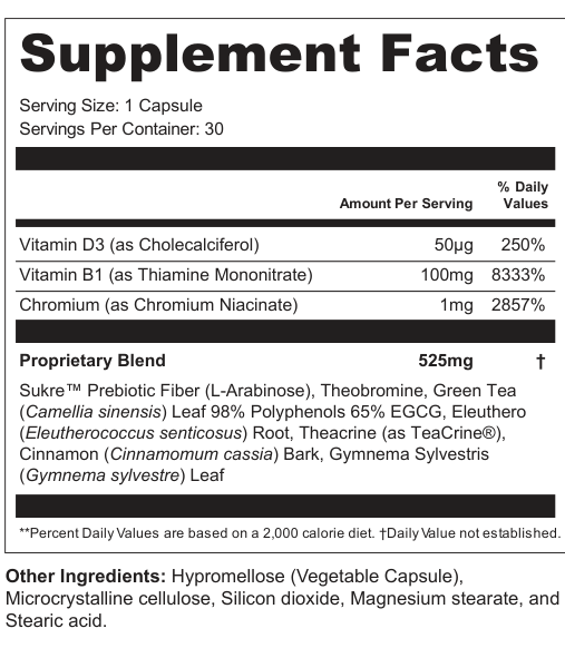 Supplement Facts for Sable Arc